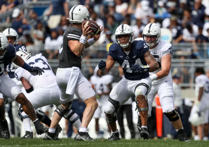 Penn State defensive end Chop Robinson (44) is among Pro Football Focus' top players to watch for the 2023 season.